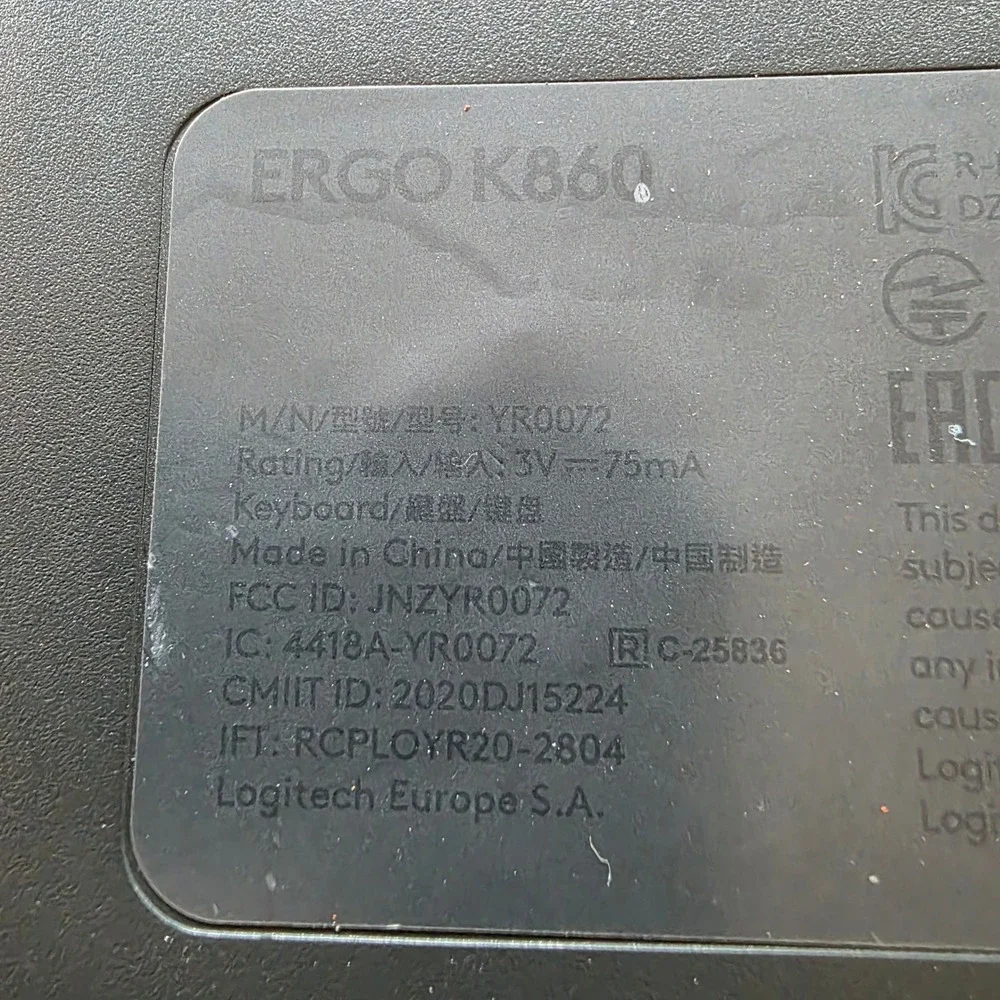Logitech Ergo K860 Wireless Split Keyboard YR0072 Black Ergonomic Bluetooth USB